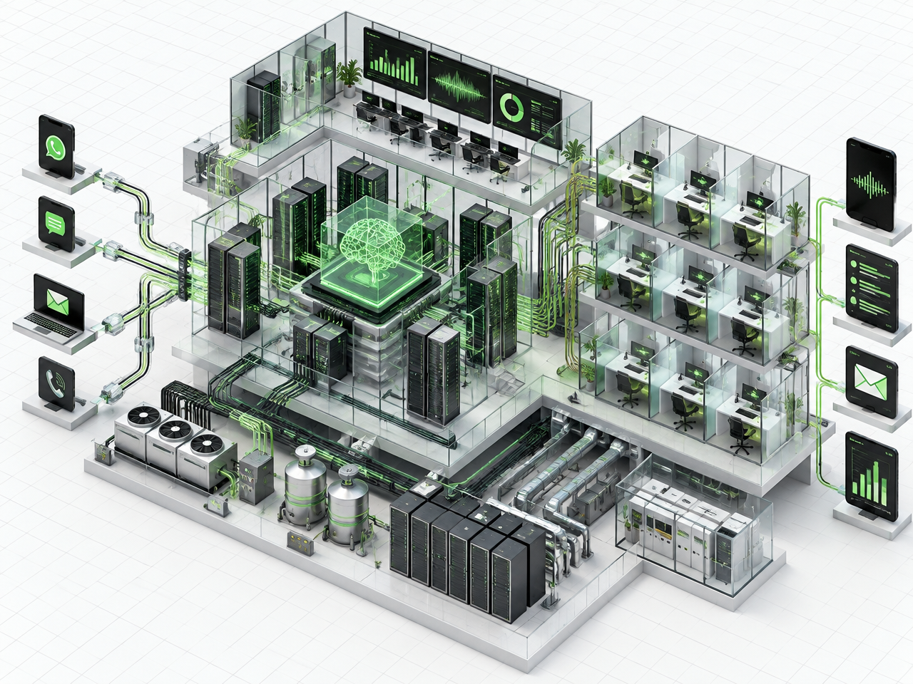WhatsApp Agent isometric system diagram
