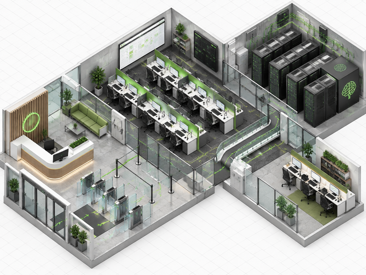 AI Receptionist isometric system diagram