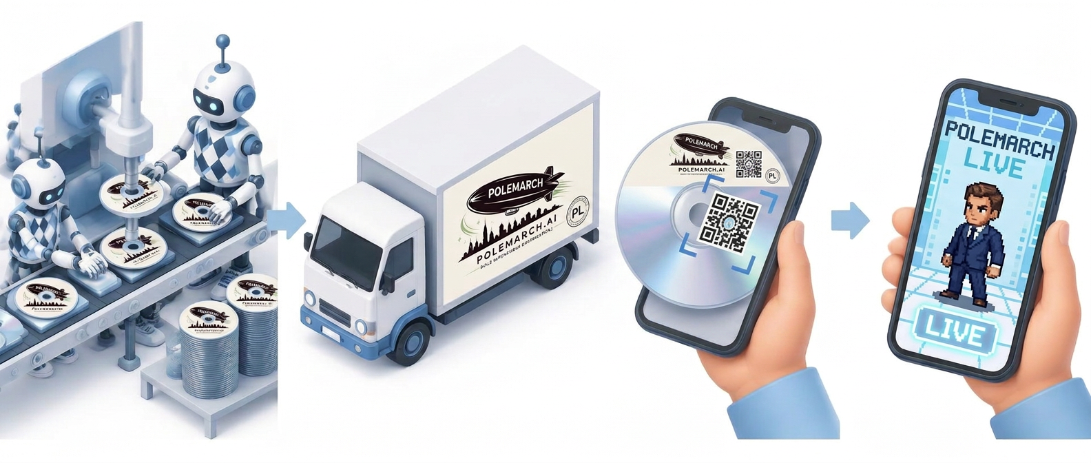 Disc is made, shipped, scanned with a phone, and the agent goes live