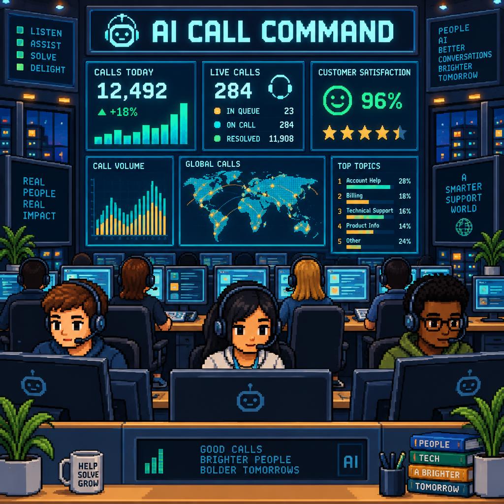 AI Call Command — call center — Pixel art